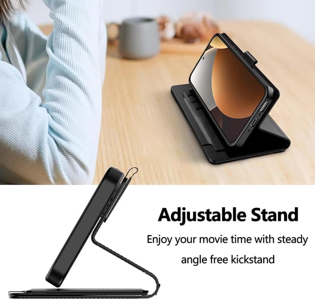 Detalle de Pollachi Coque pour Xiaomi Redmi Note 15 Pro avec portefeuille 9 cartes et écran en verre trempé – Noir