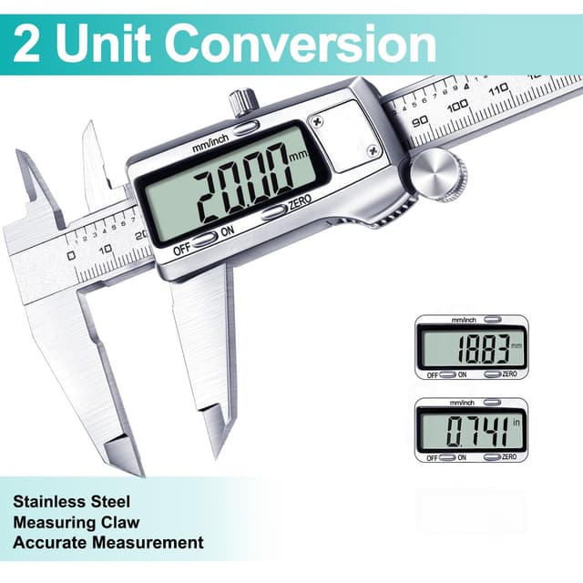 Detalle de Kynup calibro a corsoio digitale 200 mm in acciaio inox con display LCD