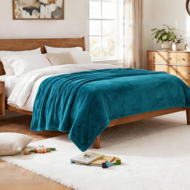 Thumbnail 6 de CozyLux Kuscheldecke Flauschig Klein 130 x 150 cm – Weiche Flanell-/Fleece-Sofa-Überwurfdecke in Türkis