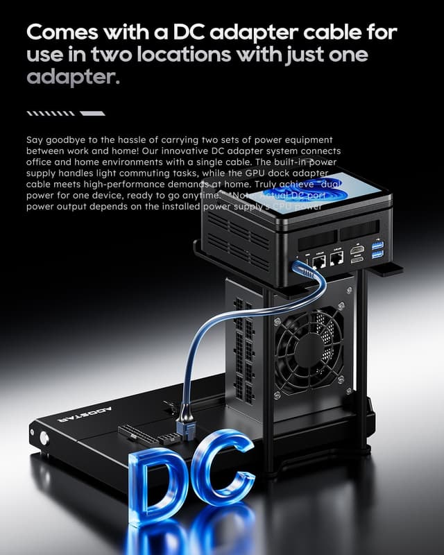 Detalle 2 de AOOSTAR EG01 eGPU-Dockstation mit OCuLink (PCIe 4.0 x4, bis zu 350 W) für Mini-PCs, Laptops und externe Grafikkarten