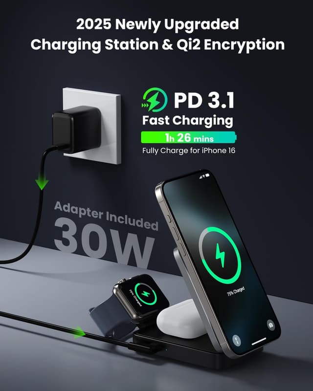 Detalle de Stazione 3 in 1 wireless Qi2 15W