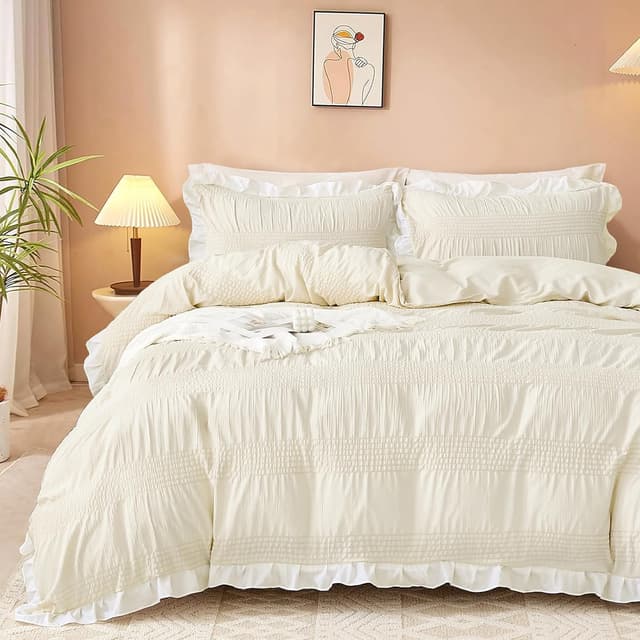 Detalle de Guchuang Bedding Seersucker Duvet Cover King 220x230cm