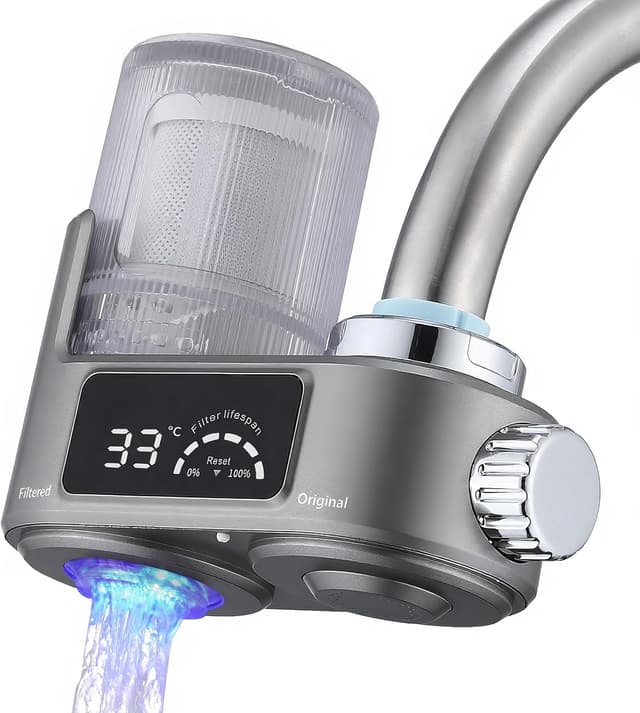 Detalle de HOMELODY Wasserfilter Wasserhahn mit LED Anzeige 🚰