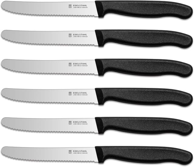 Detalle de targzier Frühstücksmesser 6er-Set aus Edelstahl mit Wellenschliff und PP-Kunststoffgriff
