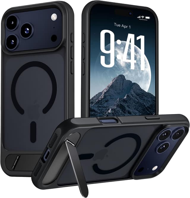 Thumbnail 6 de Hoerrye Magnetic iPhone 17 Pro Max Case with MagSafe, titanium stand and shockproof matte cover