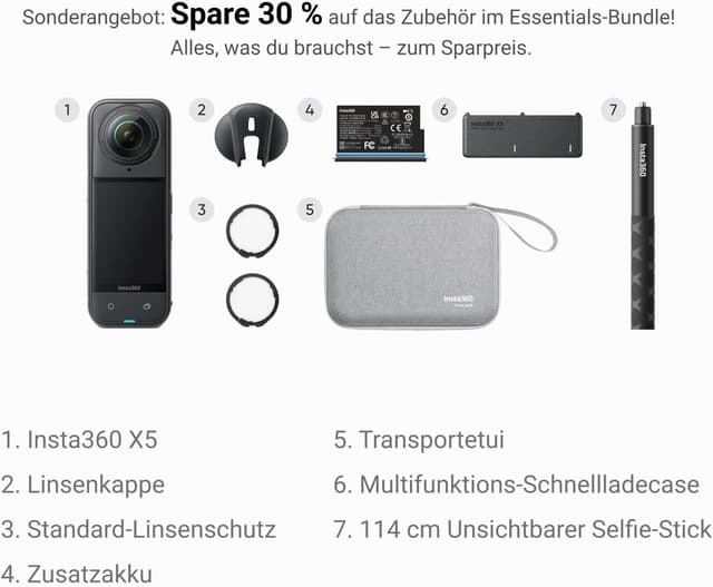 Detalle 2 de Insta360 X5 Must-Have-Bundle 8K 360°
