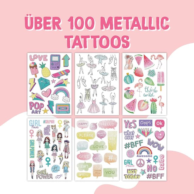 Detalle 2 de Papierdrachen Metallic-Tattoos für Kinder 100