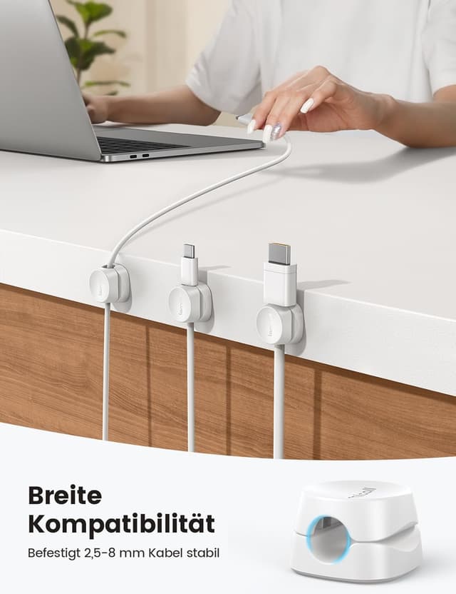 Detalle de Lamicall Kabel Clips 6er Set Kabelhalter Selbstklebend