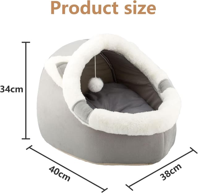Detalle de ZNewYear Cat Beds for Indoor with Hanging Toy – Small Dog Cave Bed & Kitten Tent House with Removable Cushioned Pillow