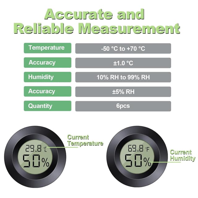 Detalle 2 de Dictien Mini Hygrometer Digital 6er-Set 🎛