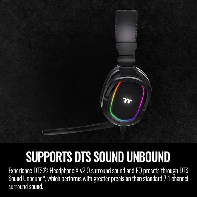 Detalle de Thermaltake Argent H5 RGB 7.1 Surround Gaming Headset (50mm Hi-Res Drivers) with Detachable Mic