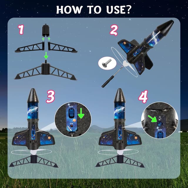 Detalle 2 de Rocket Launcher for Kids — Electric Auto Rocket Toy Up to 200 Feet with Safe Parachute (Ages 6–13)