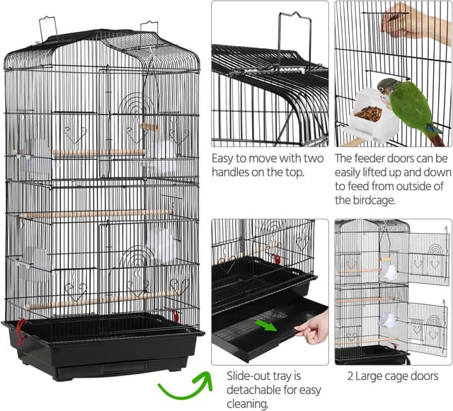Thumbnail 3 de Yaheetech Gabbia Voliera per Uccelli 46 x 35 x 92,5 cm