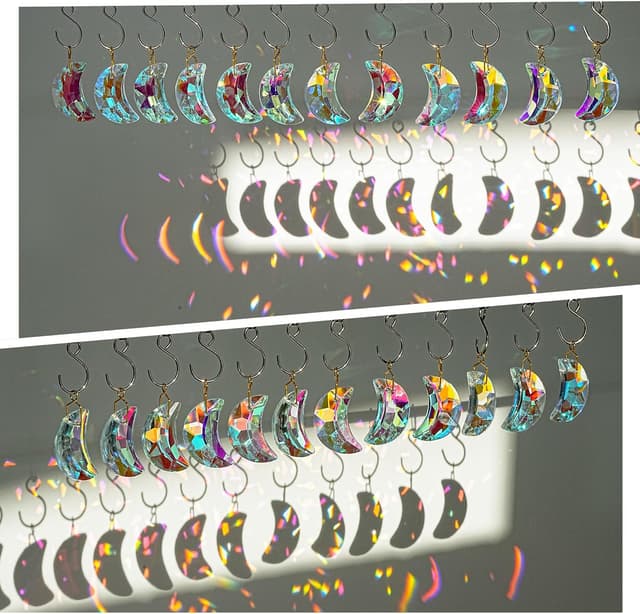 Detalle de H&D HYALINE & DORA 12pc 30mm Crystal Moon Suncatcher Prism set for window hanging