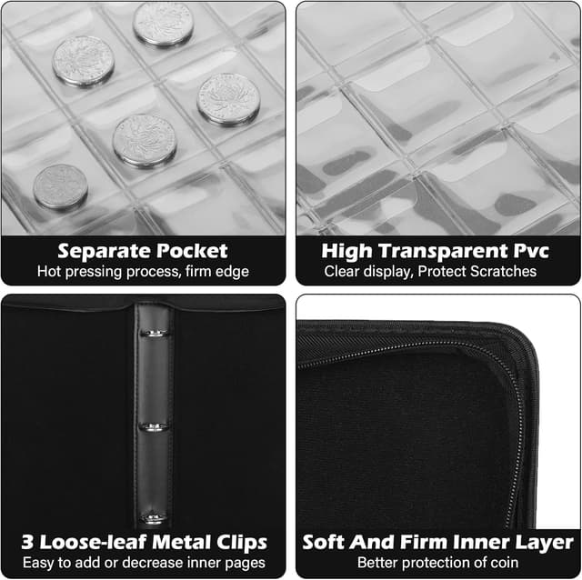 Thumbnail 6 de KOMABLEN 300 – classeur à pochettes pour pièces de 2 euros (15 pages, zip, rangement 35x35 mm)