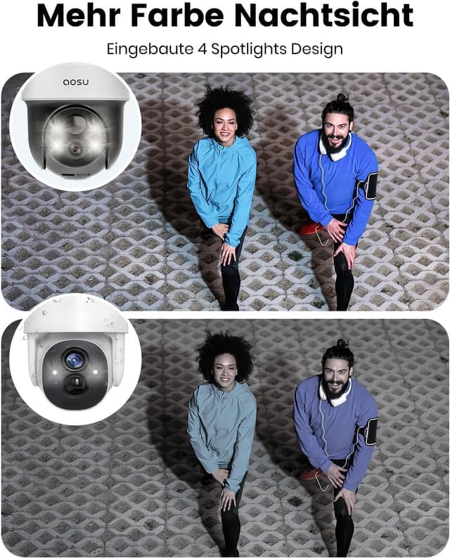 Detalle de AOSU Outdoor Surveillance Camera 2K, 2-Pack