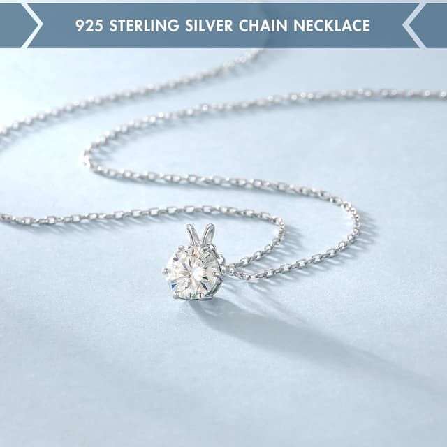 Thumbnail 6 de KRKC&CO Moissanite Kette aus 925er Silber für Damen mit Anhänger (1–4 ct), Länge verstellbar 45+5 cm