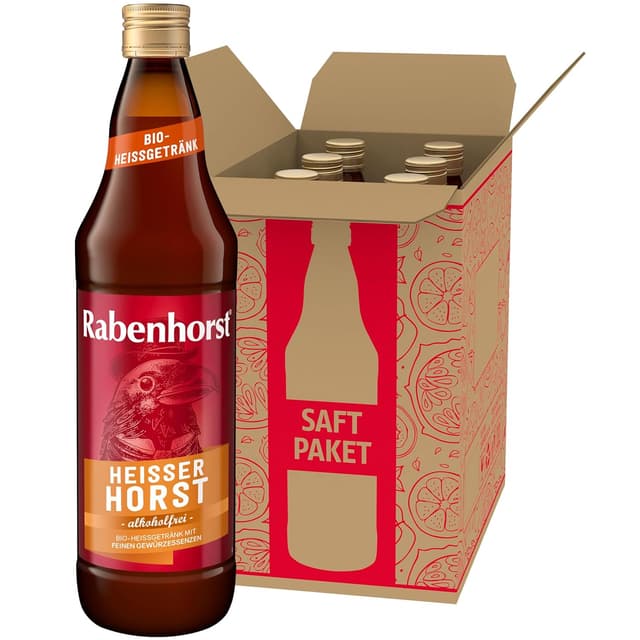 Detalle de RABENHORST „Heißer Horst“ 6er Pack (6 x 700 ml) – alkoholfreies Bio-Heißgetränk mit natürlichem Vitamin C