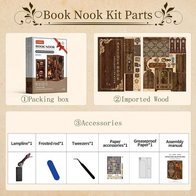 Thumbnail 6 de Cuiwos Book Nook Bausatz Miniatur-Holzpuzzle