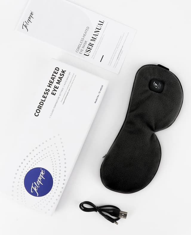 Thumbnail 6 de Heated Eye Mask (Warm Eye Compress) Cordless, 3 Heat Levels, 1000mAh Rechargeable Battery, Washable Detachable Cover – Black