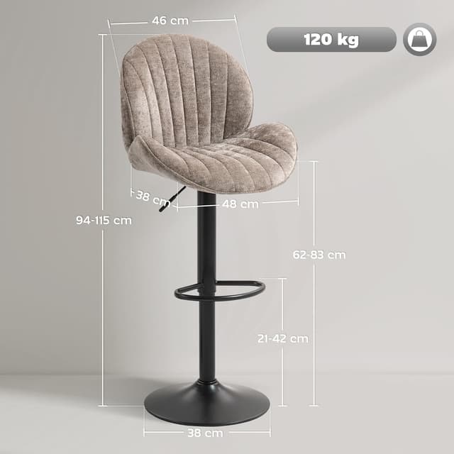 Thumbnail 6 de HOMCOM tabourets coquille réglables 62–83 cm