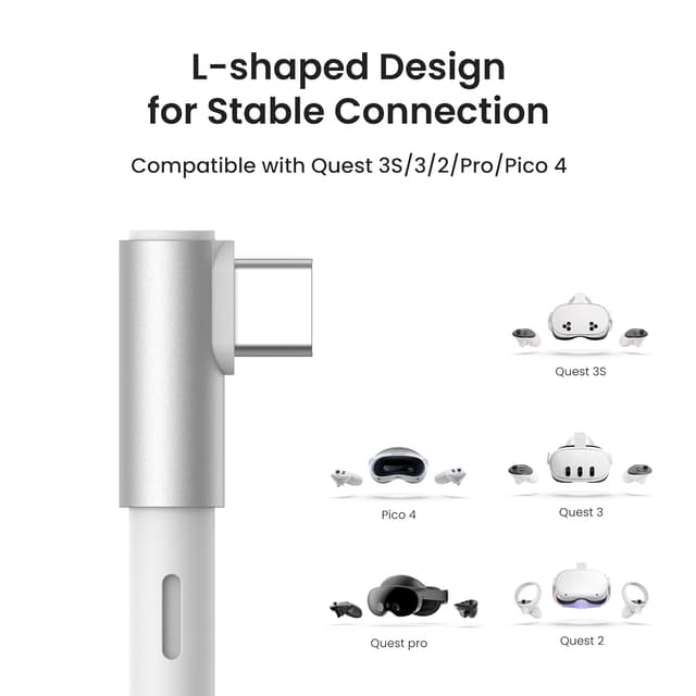 Detalle de KIWI design Link Cable with Charging (5m) for Meta Quest 3S/3/2/1 & Pico 4 – USB 3.0 to USB-C