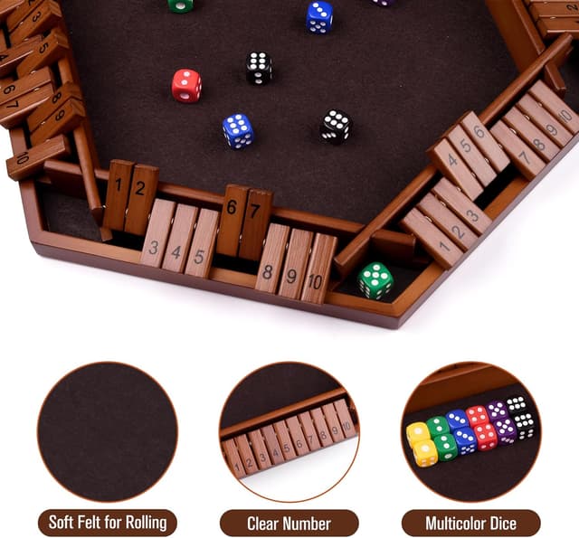 Detalle 2 de Havnidy Shut The Box jeu de dés bois pour 6