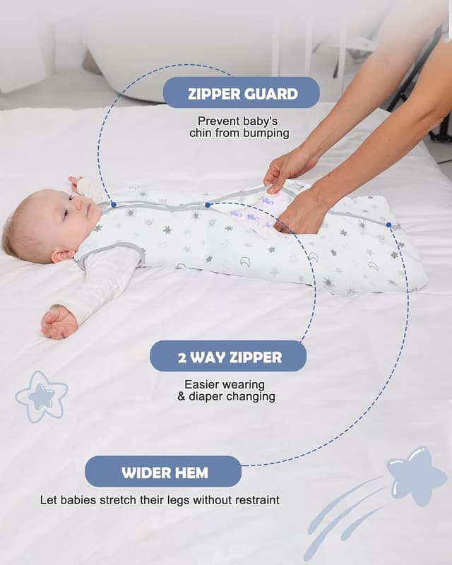Detalle de Lictin Baby 1.0 Tog Cotton Sleeping Bag (Sleep Sack) with Adjustable Length, White – 18–36 Months