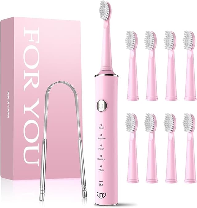 Detalle de JTF Cepillo de Dientes Eléctrico Sónico con 8 Cabezales 🦷