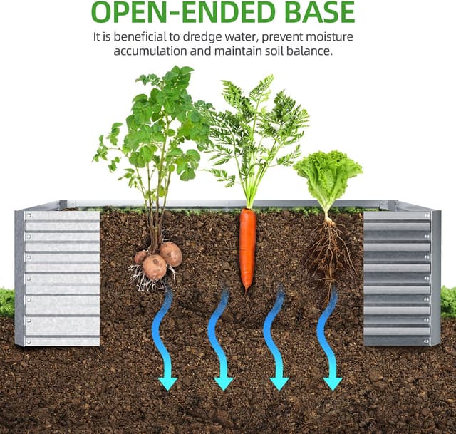 Detalle de Ohuhu Hochbeet Metall Pflanzenbeet 180 × 90 × 60 cm – wetterfestes Stahlblech für Gemüse & Frühbeet