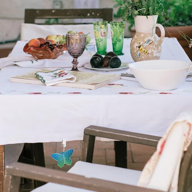 Detalle de com-four® lot de 8 poids de nappe avec pinces papillons et libellules (env. 35 g chacun) bleu/bleu