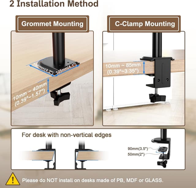 Detalle de PUTORSEN Triple Monitor Arm (30.5 inch) for 3 x 13"-32" screens, VESA 75x75/100x100, black