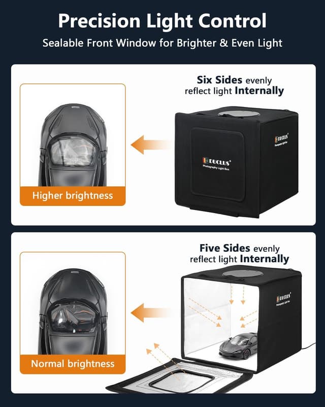 Detalle 2 de DUCLUS Light Box Photography 25cm mini photo studio kit with 104 dimmable LED lights