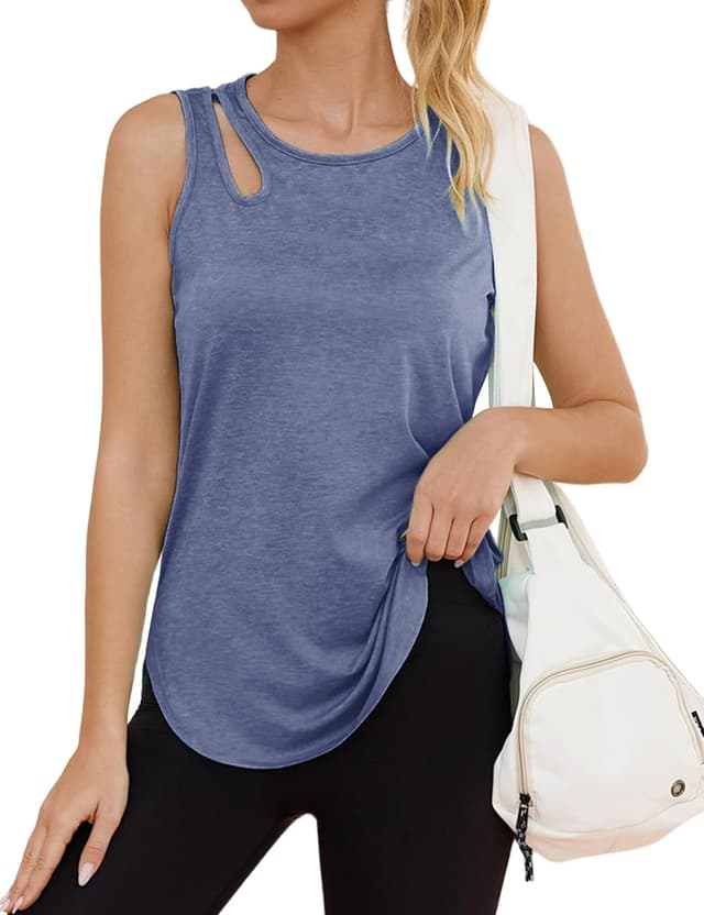 Detalle de Gyabnw canotta sportiva donna traspirante senza maniche con inserto in rete sulle spalle