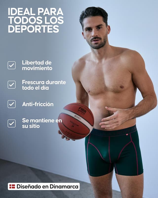 Detalle de Danish Endurance Men's Sports Trunks 3-Pack 90% poliéster