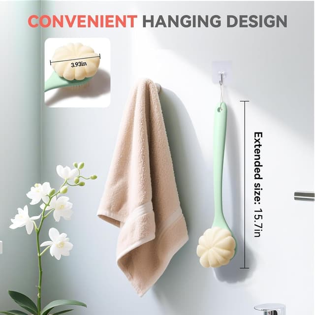 Thumbnail 1 de CYMPHW Back Scrubber for Shower (15.7" Loofah with Handle) — Double-Sided Long-Handle Shower Brush