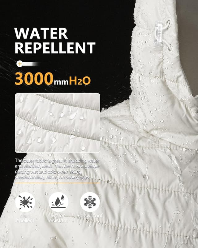 Detalle de Outdoor Ventures Women’s Winter Lightweight Puffer Jacket with Hood – Packable, Quilted & Warm for Travel