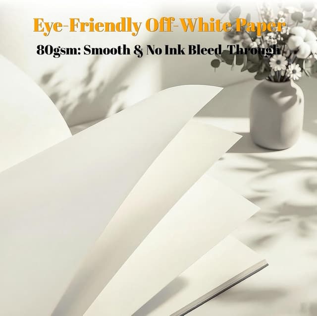 Detalle de VEESUN Notizbuch A5 blanko (30er Pack) mit Kraft-Cover – 60 weiße Seiten pro Heft