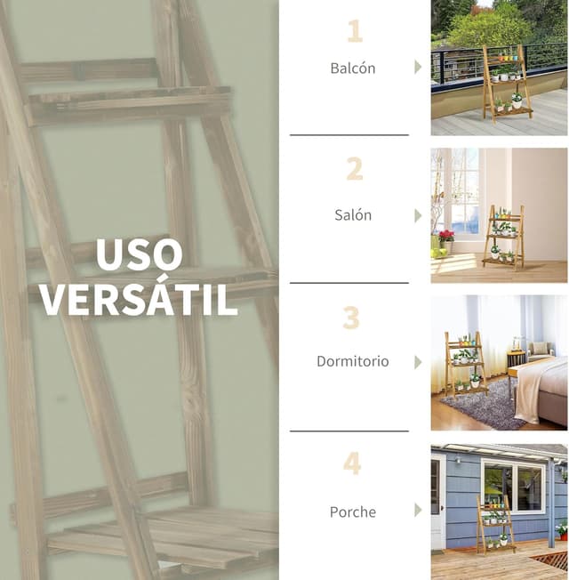 Thumbnail 4 de Outsunny Soporte para Plantas 3 niveles 60x37x93 cm