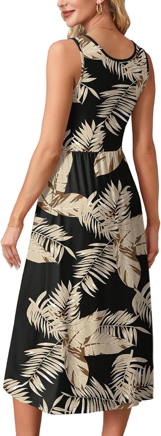 Detalle de WIHOLL Summer Dresses for Women Flowing Casual Midi Dress with Pockets