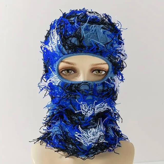 Detalle 2 de Malaxlx Distressed Balaclava knitted ski mask – windproof full-face winter warmer