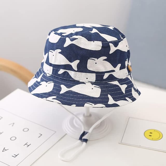 Detalle de Malaxlx kids bucket sun hat (50+ UPF) with adjustable chin strap and cute cartoon print