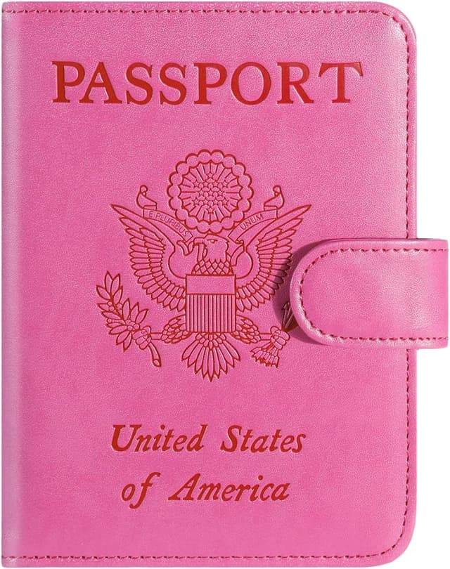 Detalle de Passport Holder Cover Wallet RFID Blocking Leather Card Case Travel Accessories for Women Men (Pink)