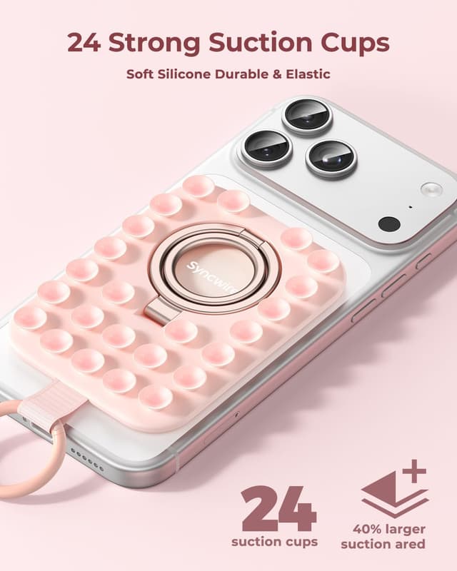 Detalle 2 de Syncwire Magnetic Phone Grip MagSafe-Compatible Phone Ring Holder (Blush Pink)