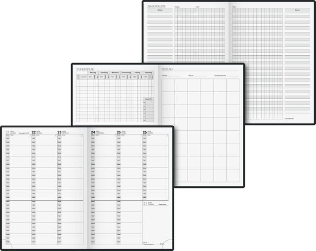 Detalle de BRUNNEN Termin- & Unterrichtsplaner 2025/2026 (A5, schwarz) – Wochenplanung auf 2 Seiten