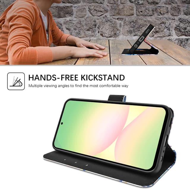 Detalle de ChoosEU Klapphülle für Samsung Galaxy A56 5G mit Kartenfach und Klappständer – Blumen-Motiv