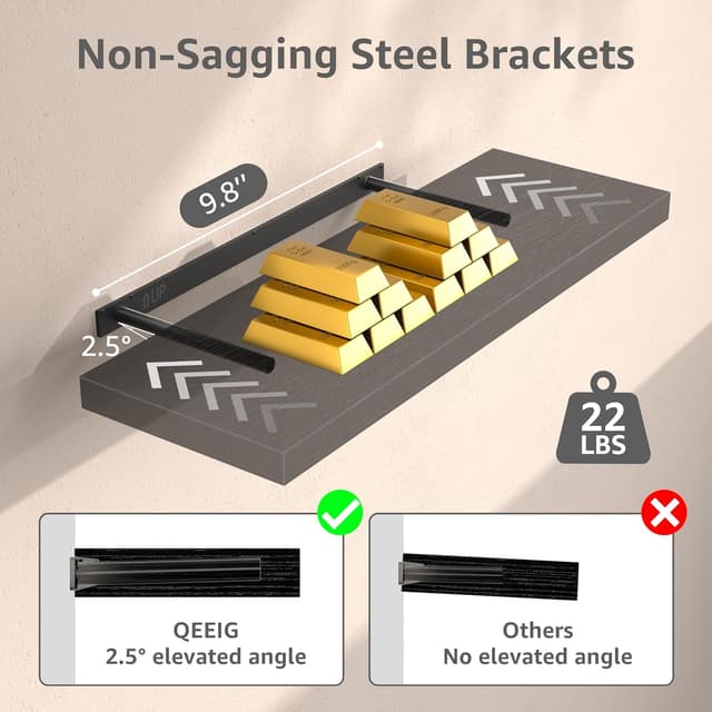 Thumbnail 6 de QEEIG 10" Deep Floating Shelves Wall Bookshelf