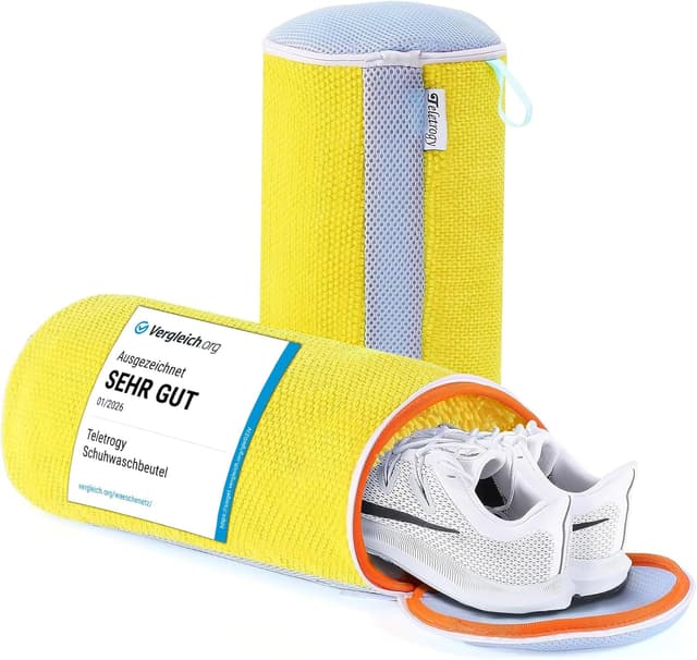Detalle de Teletrogy 2er-Pack Schuhwaschbeutel für Waschmaschine (3D-Netz, versteckter Reißverschluss) bis EU 46