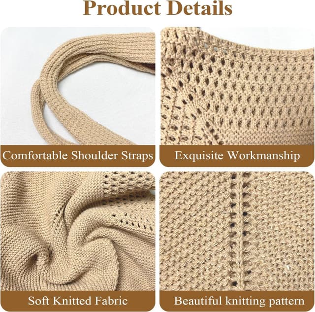 Detalle de Mabecol Sac de plage femme en polyester tricoté, grand cabas à bandoulière