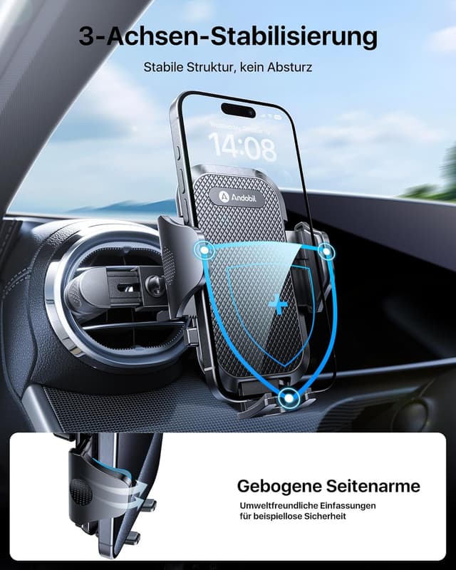 Detalle de andobil Handyhalterung Auto Runde Lüftung 48–74 mm